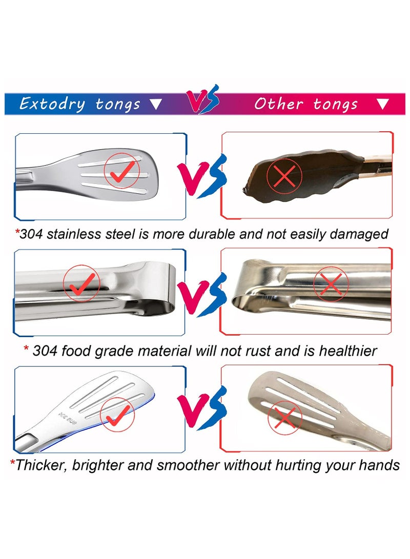 GNAFOTU Kitchen Tongs 304 Easy to Clean, Food Safe Stainless Steel Cooking Tongs,Salad,BBQ,Frying Tongs Utensils,Kitchen Gift etc,Easy Grip Best Sturdy Tongs, Non Stick  - Image 3