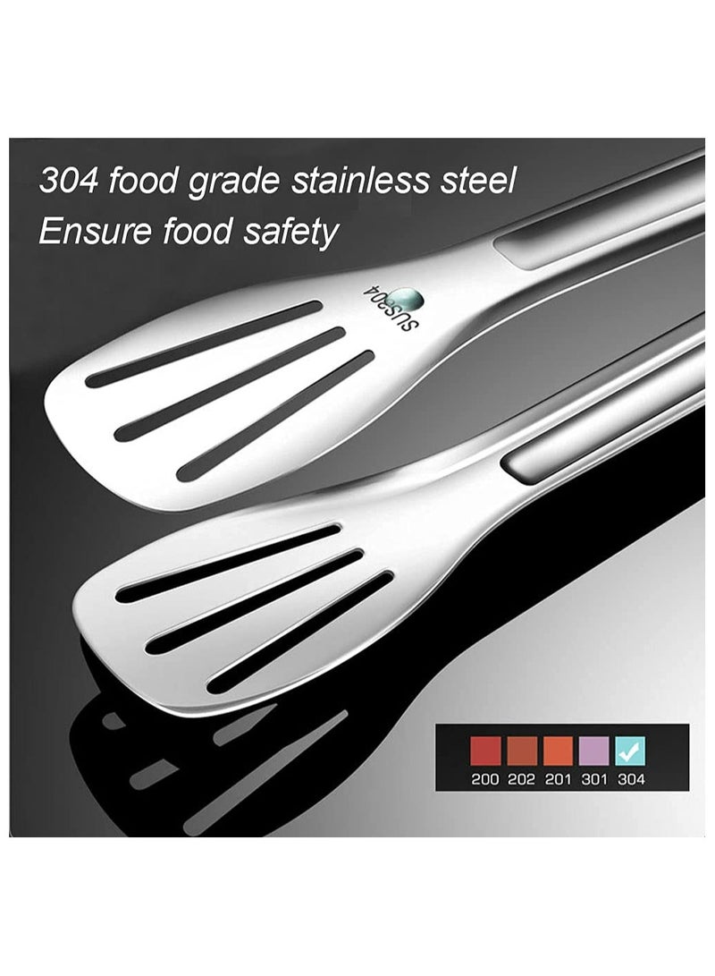 GNAFOTU Kitchen Tongs 304 Easy to Clean, Food Safe Stainless Steel Cooking Tongs,Salad,BBQ,Frying Tongs Utensils,Kitchen Gift etc,Easy Grip Best Sturdy Tongs, Non Stick  - Image 4