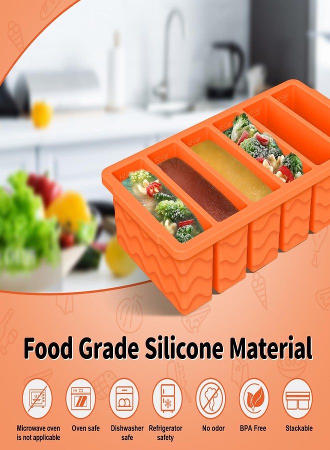 Doasuwish 2-Pack Silicone Freezer Trays with Lid, 2 Large 2-Cup(500ml) & 6 Small 1/2-Cup(125ml) Soup Freezer Container Molds, Ice Cube Tray For Meal Prep & Freezing Soup, Stews, Sauces, Oven & Dishwasher-Safe - Image 2