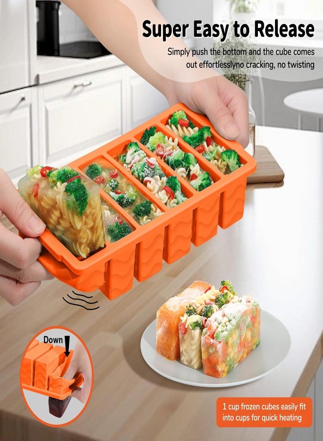 Doasuwish 2-Pack Silicone Freezer Trays with Lid, 2 Large 2-Cup(500ml) & 6 Small 1/2-Cup(125ml) Soup Freezer Container Molds, Ice Cube Tray For Meal Prep & Freezing Soup, Stews, Sauces, Oven & Dishwasher-Safe - Image 4