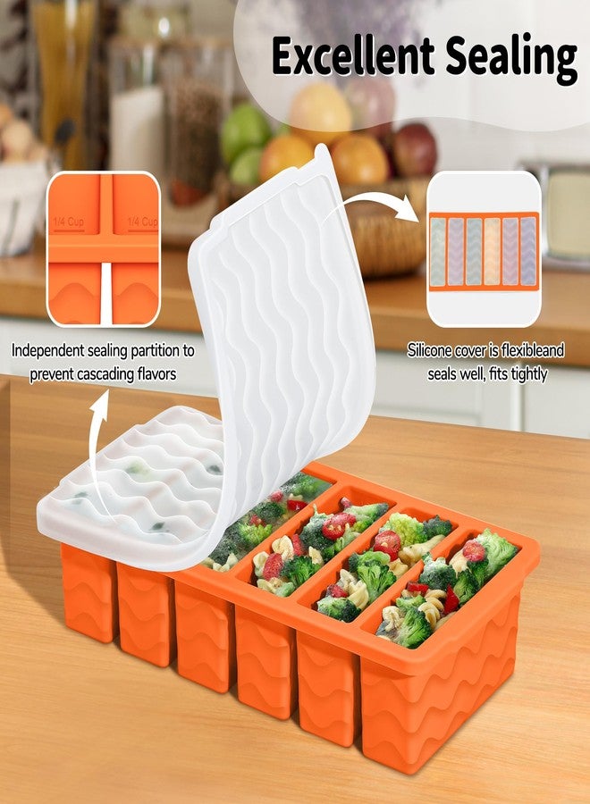 Doasuwish 2-Pack Silicone Freezer Trays with Lid, 2 Large 2-Cup(500ml) & 6 Small 1/2-Cup(125ml) Soup Freezer Container Molds, Ice Cube Tray For Meal Prep & Freezing Soup, Stews, Sauces, Oven & Dishwasher-Safe - Image 5