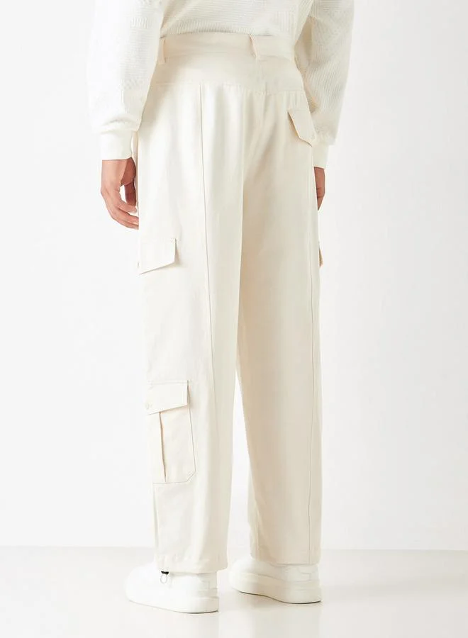 Iconic Iconic Solid Relaxed Fit Pants with Pockets