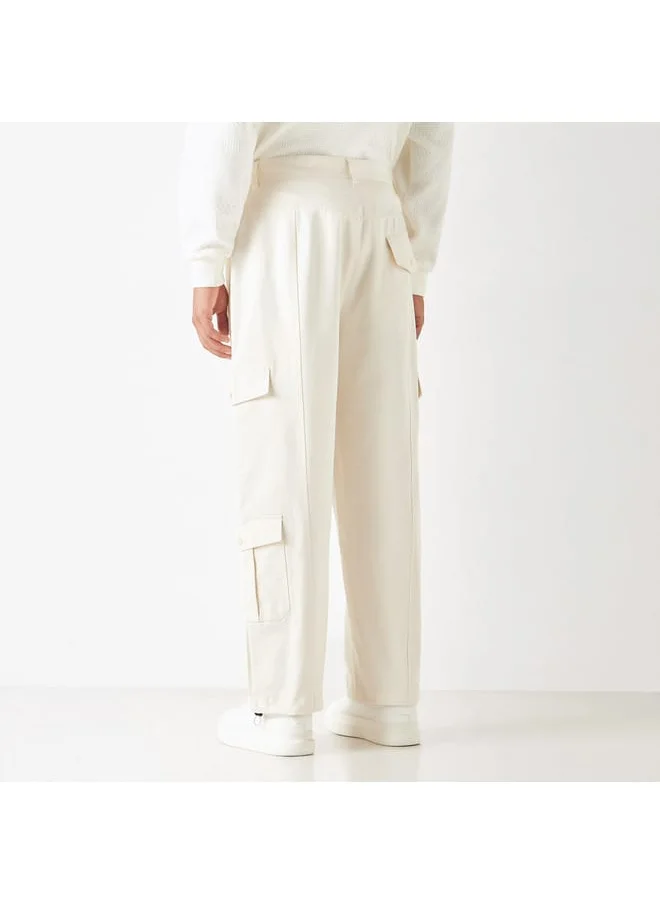 Iconic Iconic Solid Relaxed Fit Pants with Pockets