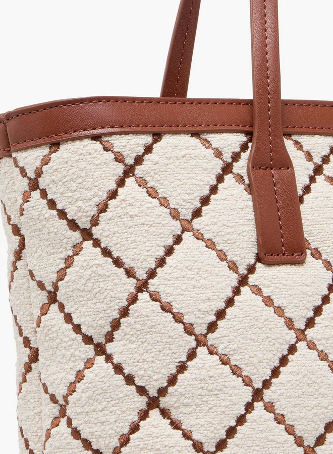 Paprika  Embroidered Tote Bag with Detachable Strap and Zip Closure  | Best Price UAE