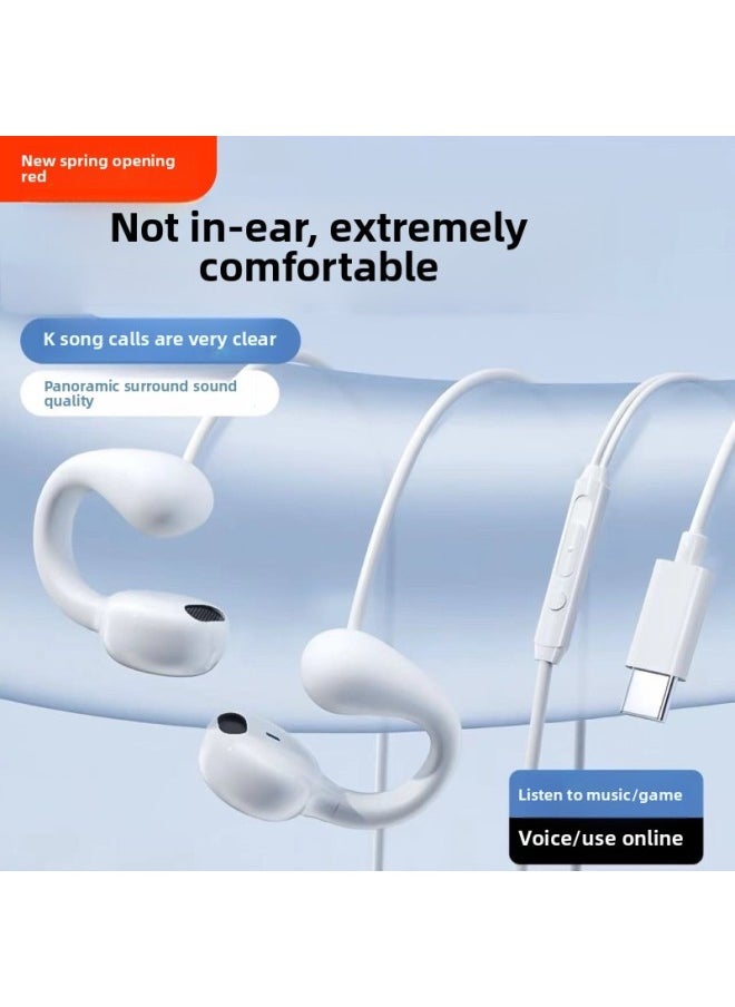 Generic Bone Conduction Ear Clip Wired Headset Typec Interface Not In Ear High Sound Quality Round Hole Suitable For Huawei-Color:Noble Skin - 3.5mm [digital Core Version] - No Pain When Worn For A Long Time - Hifi Sound Quality - Call Noise Reduction  - Image 2