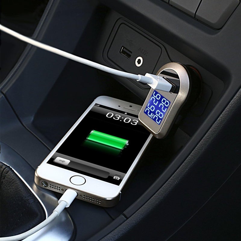 VESAFE Wireless Tire Pressure Monitoring System, Universal TPMS with Real-Time LCD Display, 5 Alarm Modes, 4 Advanced Waterproof Sensors, 2-Year Battery Life, Cigarette Lighter Plug, 0-6Bar/ 0-87PSI - Image 5