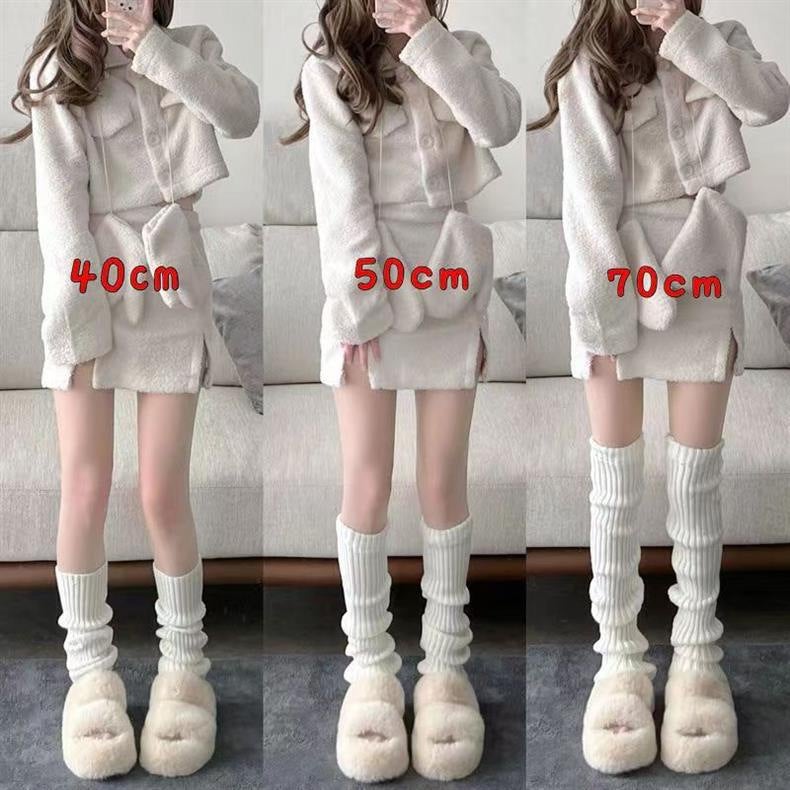 Autumn and Winter Warm Vertical Stripe Knitted Stacked Socks Japanese Style JK Girl's Foot Socks Ins Hot Girls Cold-proof All-match Legs - Image 2