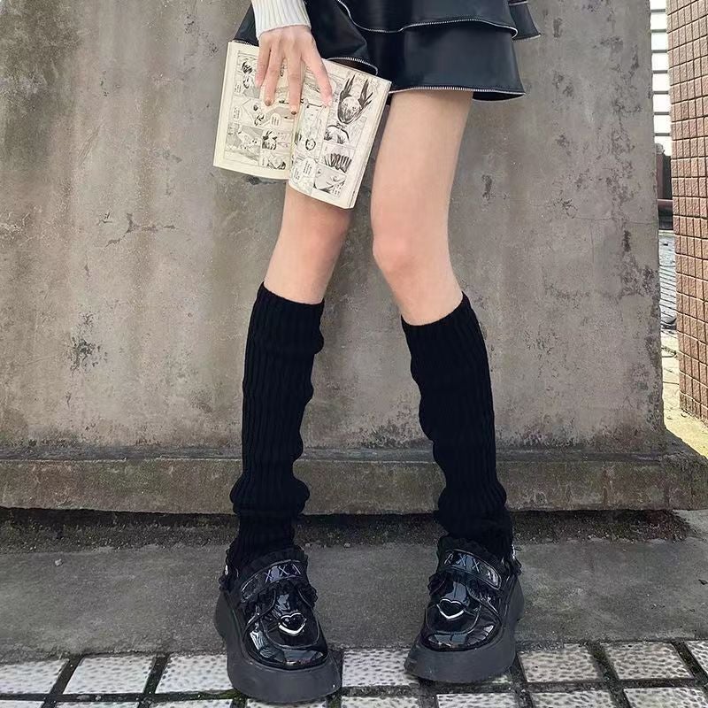 Autumn and Winter Warm Vertical Stripe Knitted Stacked Socks Japanese Style JK Girl's Foot Socks Ins Hot Girls Cold-proof All-match Legs - Image 3