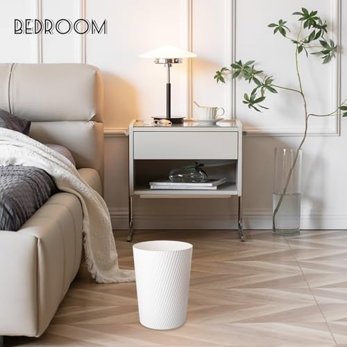 UUJOLY Small Trash Can Wastebasket Garbage Can Container Bins for Bathrooms, Laundry Room, Kitchens, Offices, Kids Rooms, Dorms (White) - Image 2