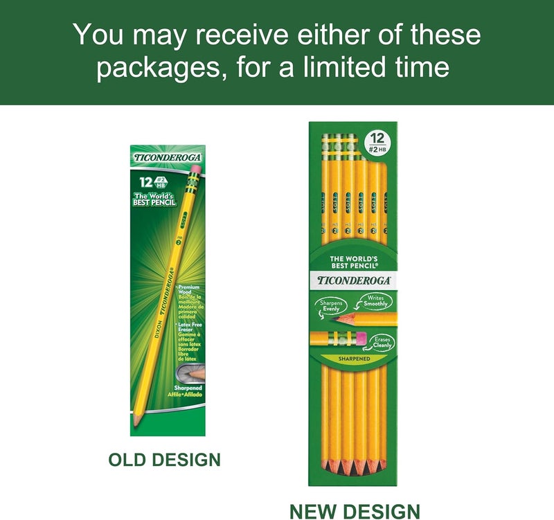 Ticonderoga Wood-Cased Pencils, Pre-Sharpened, 2 HB Soft, Yellow, 12 Count - Image 5