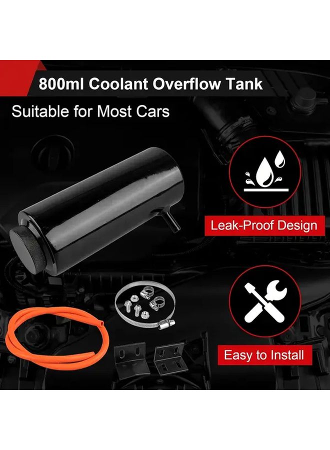 800ml Aluminum Radiator Coolant Reservoir Overflow Tank with Mounting Brackets - Image 5