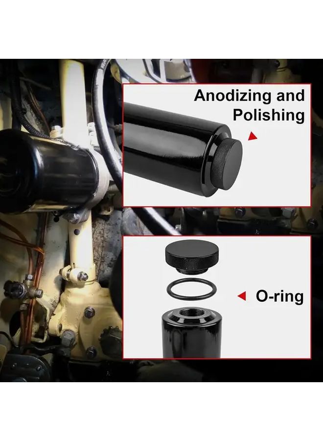 800ml Aluminum Radiator Coolant Reservoir Overflow Tank with Mounting Brackets - Image 2
