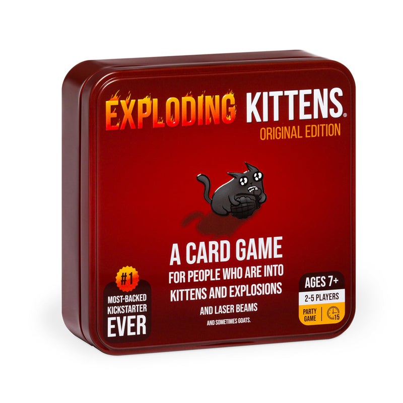 Exploding Kittens Original Edition in Collectible Tin - Fun & Hilarious Card Game for Kids and Adults, Ideal for Party Family Game Night and Party, 56 Cards Included - Image 1