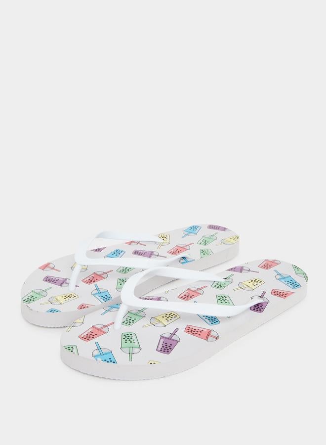 Styli Boba Drink Print Flip Flops - Image 2