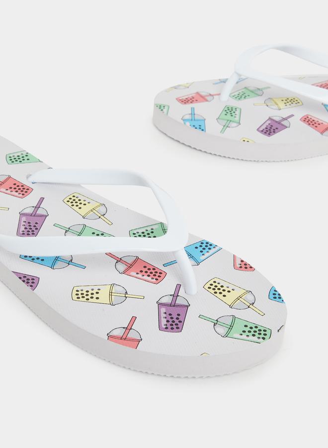 Styli Boba Drink Print Flip Flops - Image 3