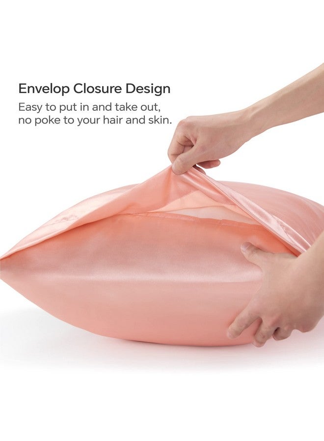 بيديليت غطاء وسادة ساتان من بيدلايت للشعر والبشرة، فائق النعومة والبرودة، مشابه لأغطية الوسائد الحريرية، عبوة من قطعتين مع إغلاق مغلف، هدية للنساء والرجال (مقاس طفل صغير 13×18 بوصة، مرجاني) - Image 4