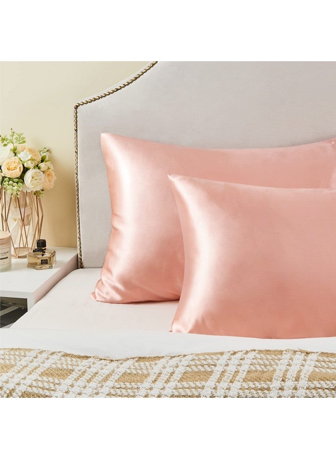 بيديليت غطاء وسادة ساتان من بيدلايت للشعر والبشرة، فائق النعومة والبرودة، مشابه لأغطية الوسائد الحريرية، عبوة من قطعتين مع إغلاق مغلف، هدية للنساء والرجال (مقاس طفل صغير 13×18 بوصة، مرجاني) - Image 5