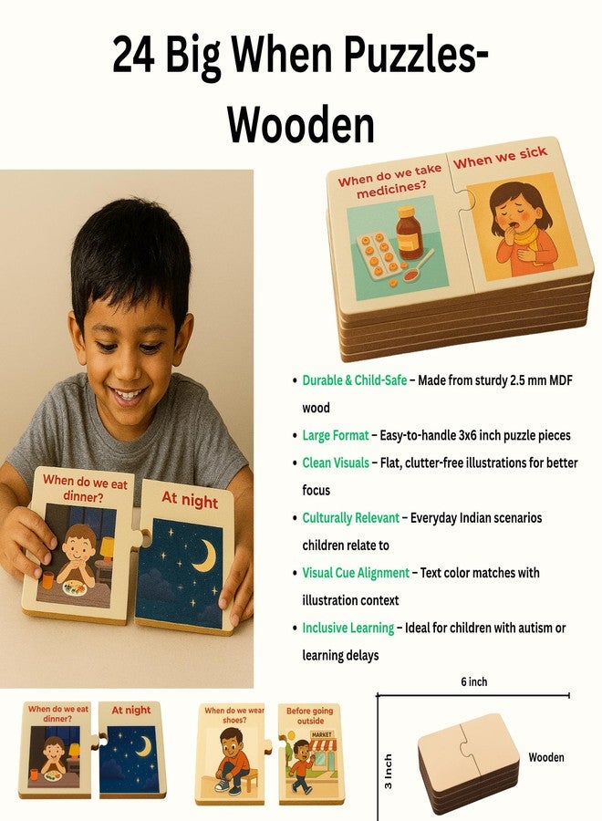 Exploralearn WH Series - When Kit | 5-in-1 Activity Box with Wooden Puzzles, Flashcards & Festivals Game | Autism & Speech Friendly | for Ages 4+ | Daily Routines & Time Awareness - Image 3