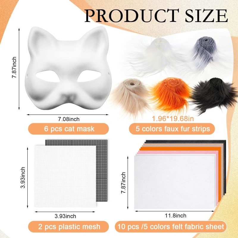 Graffiti Mask + 20 Pieces + Self-Adhesive Tapes + DIY Cat Mask - Effortless Customization for Beginners + Handmade Fox Mask with Durable PVC Base for Therian Role-Play - Image 2