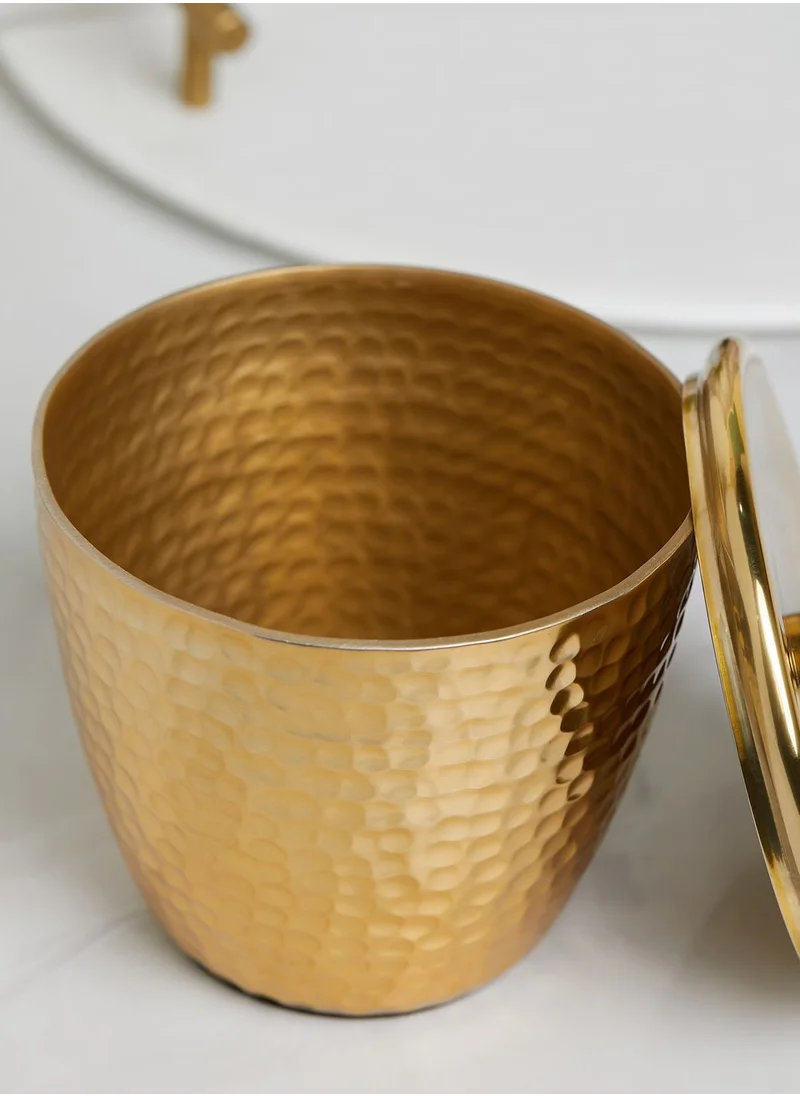 Premier Allegra Hammered Gold Canister With Lid