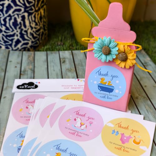 weRevel Baby Shower Stickers for Party Favors, Gifts, Party Decor, Greetings and More, 40 Count, 2 Inches, Round, 4 Unique Designs - Image 2