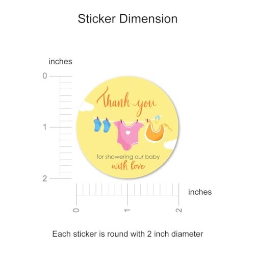 weRevel Baby Shower Stickers for Party Favors, Gifts, Party Decor, Greetings and More, 40 Count, 2 Inches, Round, 4 Unique Designs - Image 5