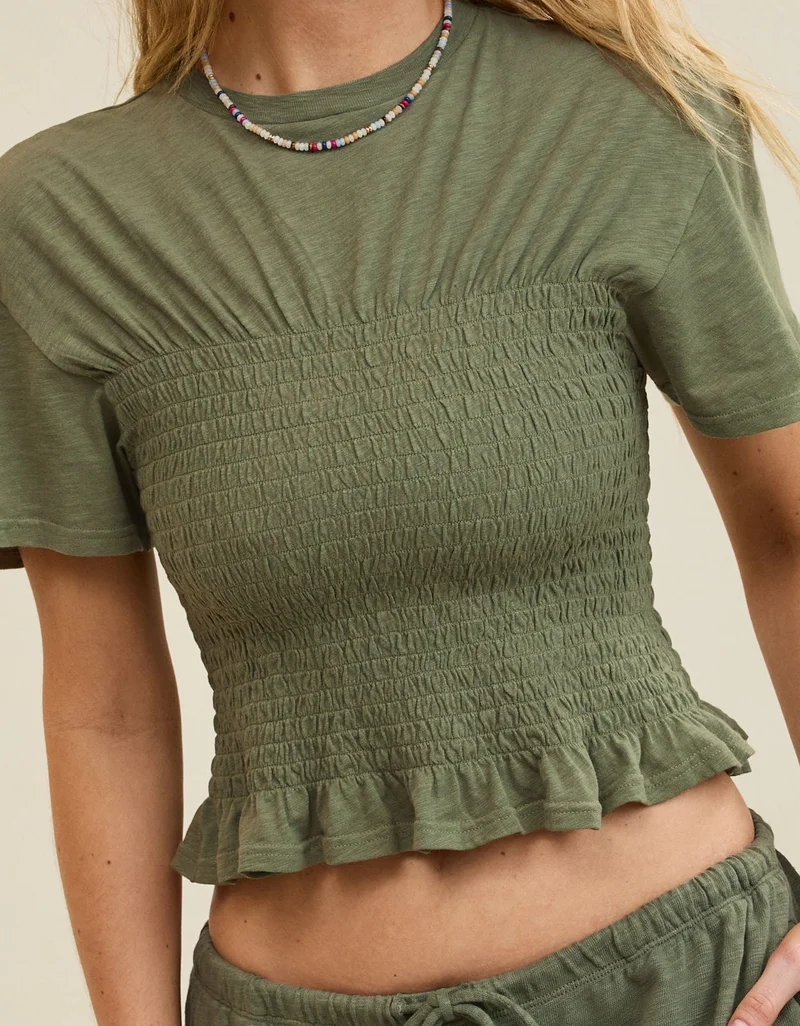 Aerie  Aerie Smocked Femme T-Shirt for Women | Best Price UAE