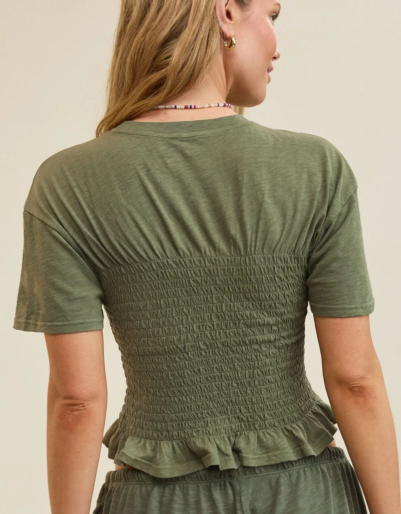 Aerie  Aerie Smocked Femme T-Shirt for Women | Best Price UAE