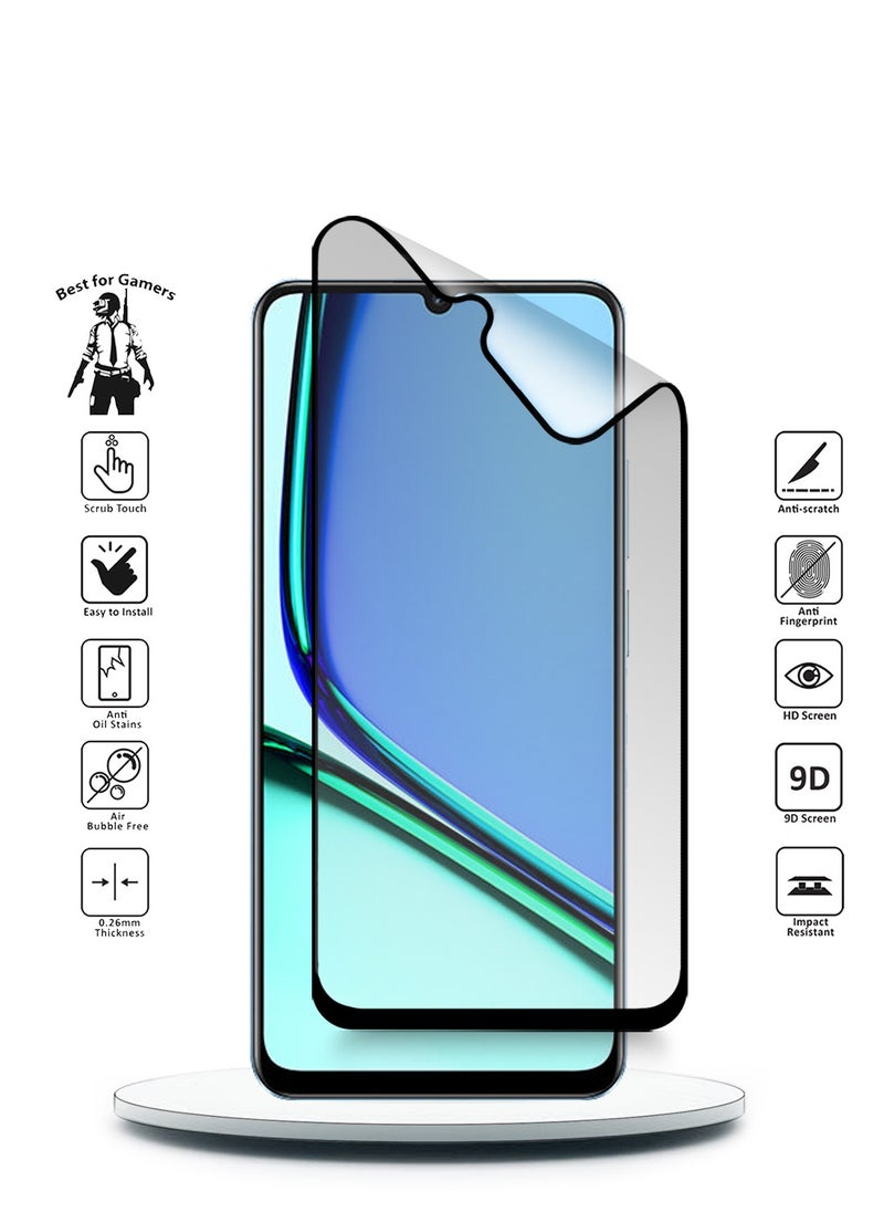 دبليو تيك - Realme Note 60 4G 2024 نانو سيراميك كامل الغراء غطاء كامل واقي شاشة مرن غير لامع - شفاف/أسود - Image 1