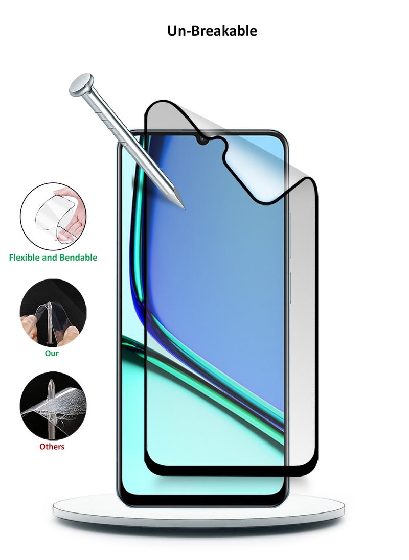 دبليو تيك - Realme Note 60 4G 2024 نانو سيراميك كامل الغراء غطاء كامل واقي شاشة مرن غير لامع - شفاف/أسود - Image 1