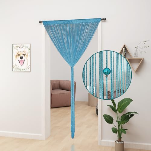 YIIBAII Beaded Curtain Beaded Curtains for Doorways Crystals Suitable for Interior Hanging Decoration and Partitions Closet Curtains (39"x79", Blue) - Image 2
