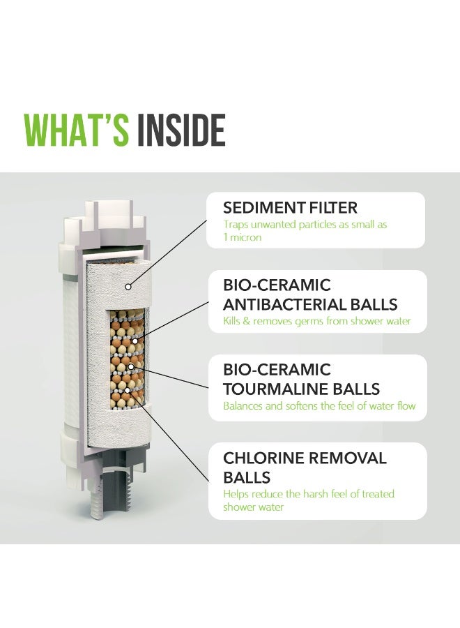بي فيتا فلتر الاستحمام بيور - فلتر مضاد للبكتيريا والمعادن 2 في 1 - مزيل للكلور - منقي مياه للبشرة الحساسة والشعر والاستخدام العائلي - صنع في كوريا (بدون رائحة) - Image 2
