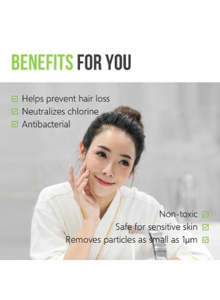 Pure Shower Filter - 2-in-1 Antibacterial Sediment & Mineral Filtration - Dechlorinating - Water Purifier for Sensitive Skin, Hair & Family Use - Made in Korea (Unscented)