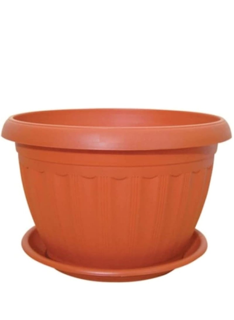 Generic Planter Plastic Round Pot, Brown, 25cm - Image 1
