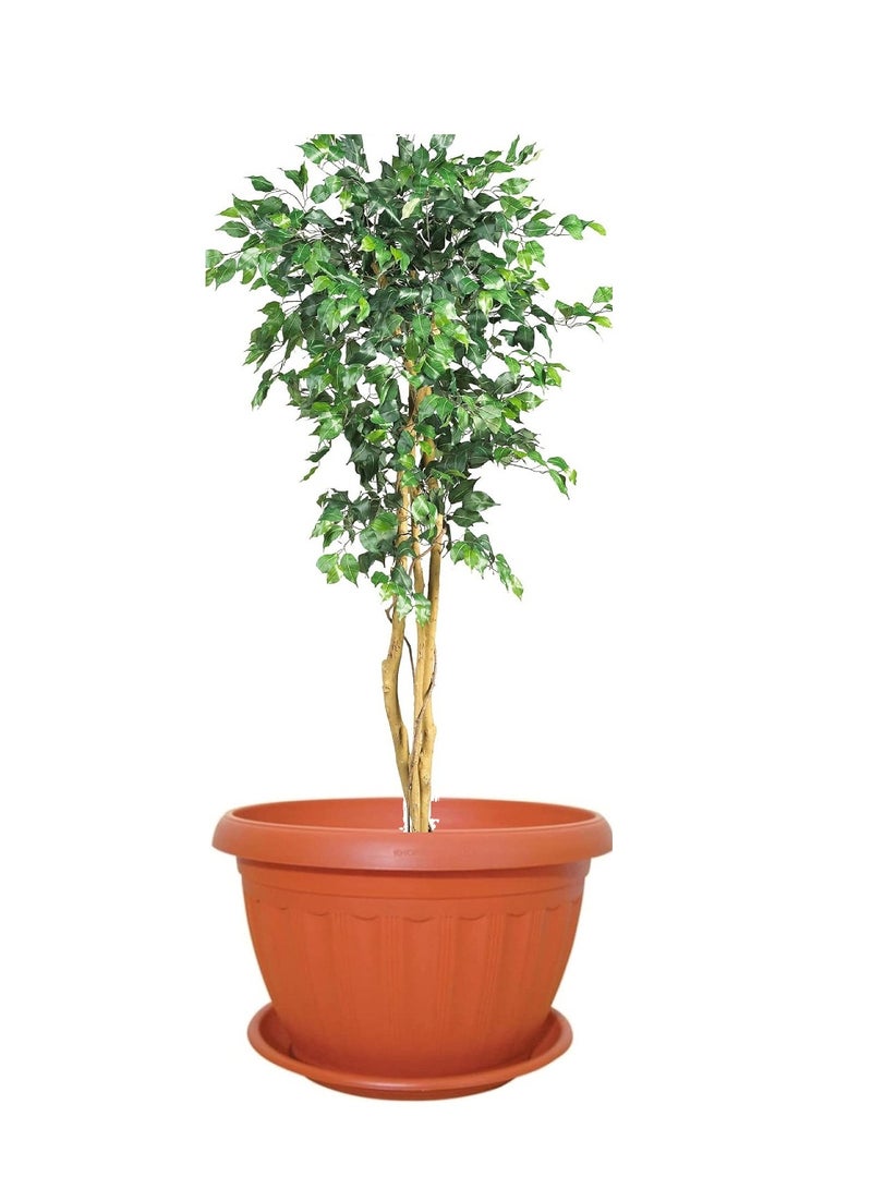 Generic Planter Plastic Round Pot, Brown, 25cm - Image 2