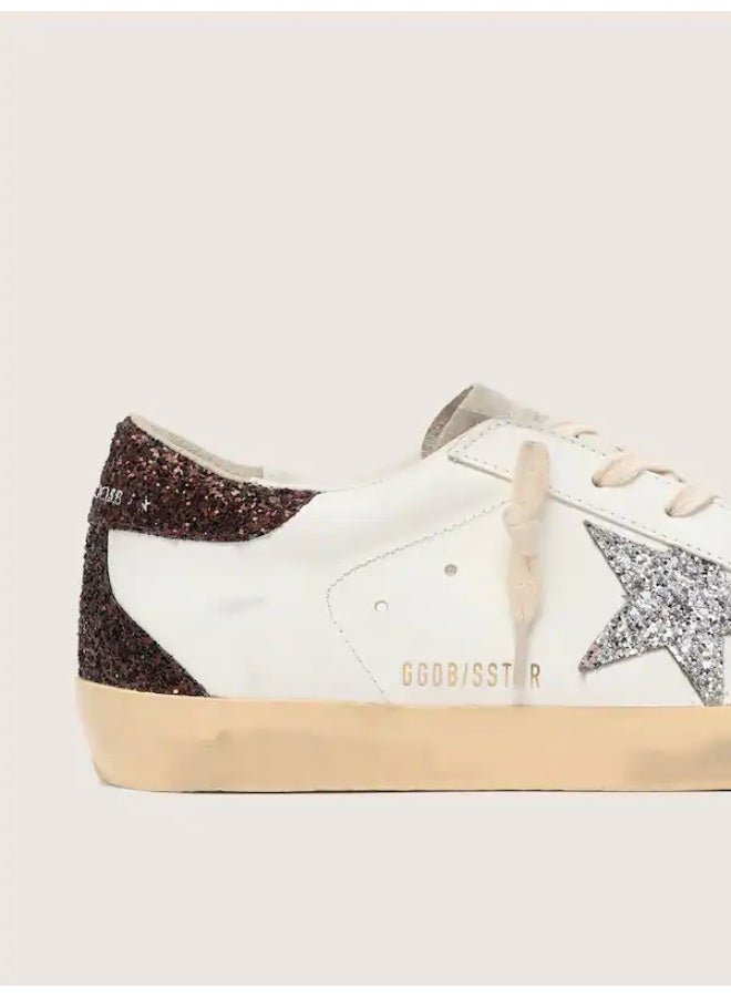 Golden Goose Women's Super Star Leather Sneakers with Glitter Star - Image 5