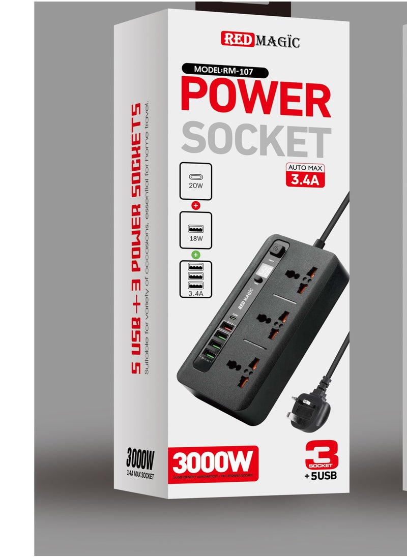 توصيلة كهربائية - POWER SOCKET 4USB+PD20 التوصيلة الكهربائية بقوة 3000 وات - كابل طول 5 متر - pzsku/ZF2F88C3D74A322AEF4DDZ/45/_/1737302216/23e2ba58-3640-445e-b066-252f73f8b8ef