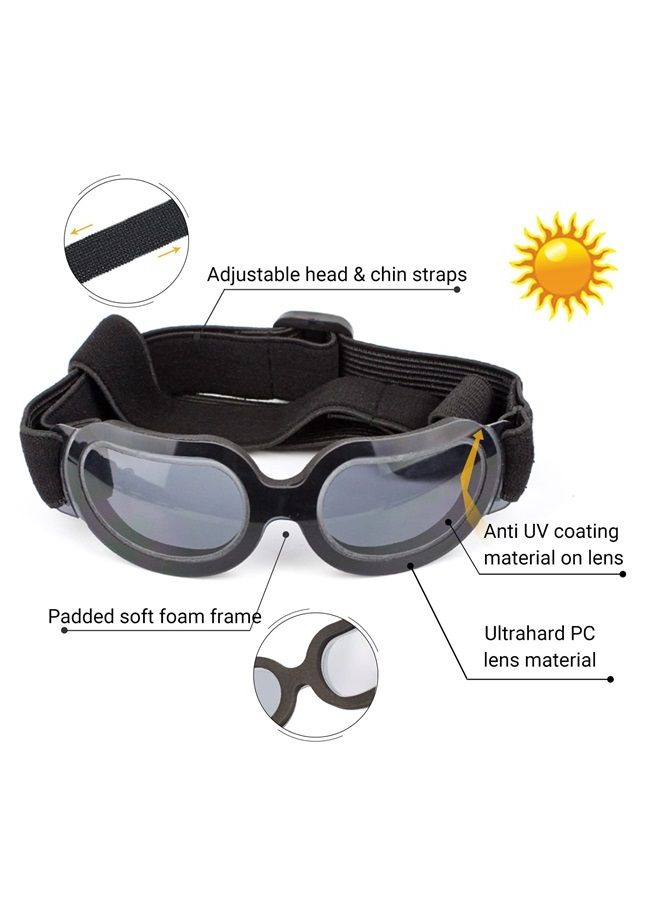Namsan Small Dog Goggles UV Protection Adjustable Clear Doggy Sungalsses Easy Wear Windproof Motorcycle Puppy Glasses (Clear Black)