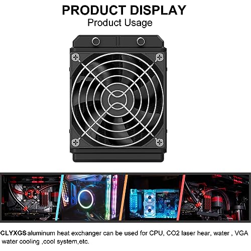 Clyxgs Water Cooling Radiator, 12 Pipe Aluminum Heat Exchanger Radiator with Fan for PC CPU Computer Water Cool System DC12V 120mm Black - Image 5