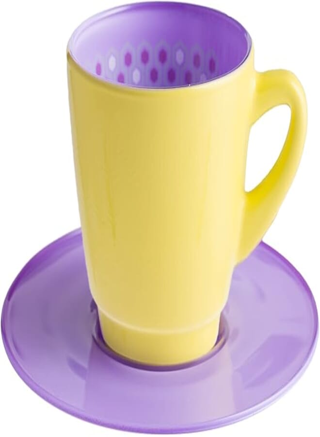 OCEAN GLASS CUP - CANARY YELLOW CUPPUCCINO CUP, SET OF 6, 245 ML