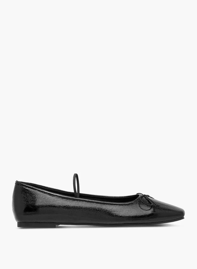 Celeste Women's Bow Applique Ballerina Shoes with Elasticated Strap