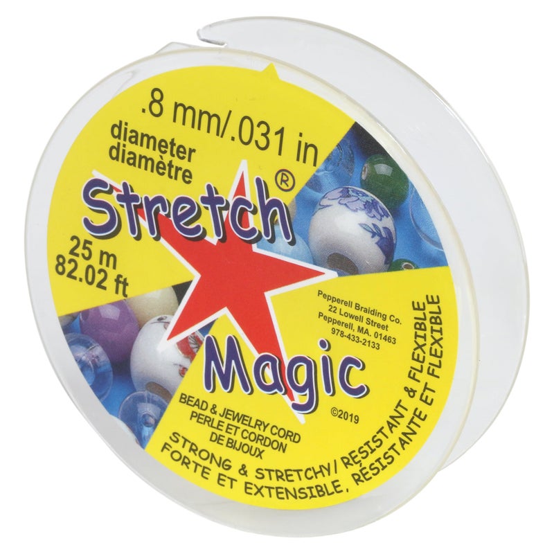 Stretch Magic Elastic Beading Cord Clear Color 08mm in Diameter 25Meter 82 ft Easy to Knot Strong Stretchy String for Making Beaded Jewelry
