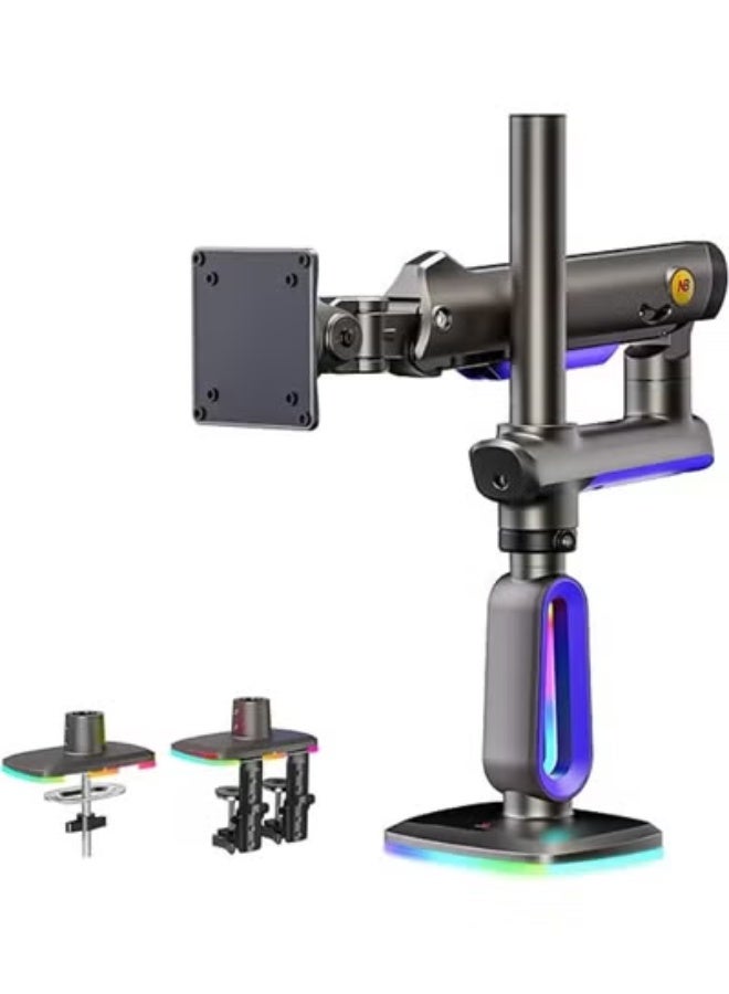 ان بي ذراع شاشة قابل للتعديل مع إضاءة – مسند شاشة مفرد للشاشات حتى 60 بوصة، يتحمل من 2 إلى 20 كجم – تركيب مريح على المكتب - Image 1