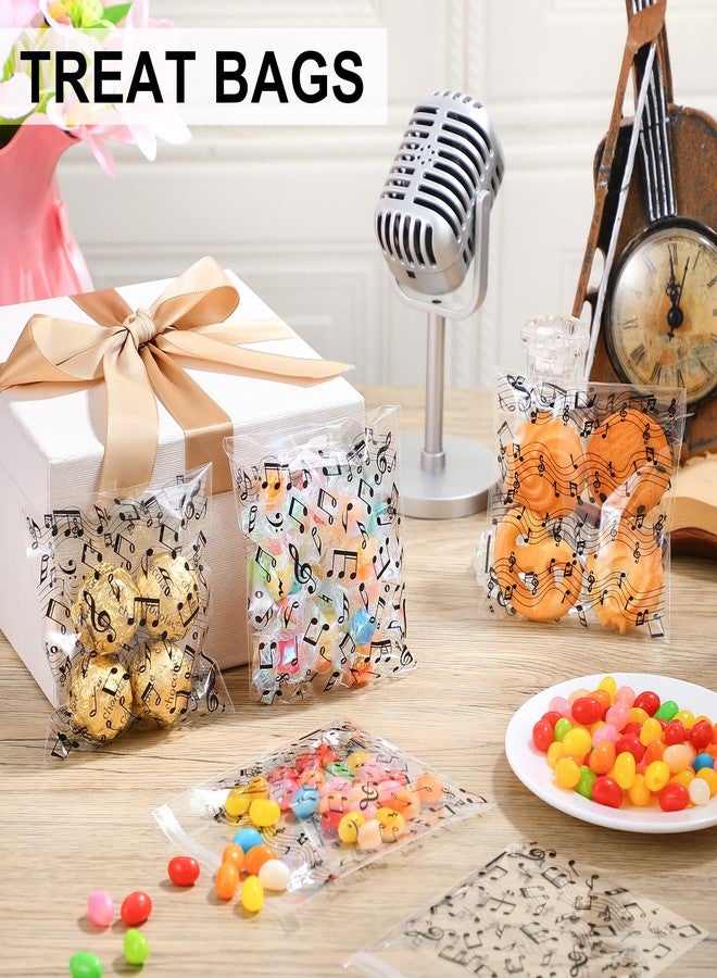 Supervitae 200 Pcs Music Notes Cellophane Cookie Bags Bulk 4 x 4 Inch Self Adhesive Treat Bags Treat Clear Goodie Gift Wrapping for Music Theme Party Favor Supplies Snacks Bakery Candy Packaging - Image 3