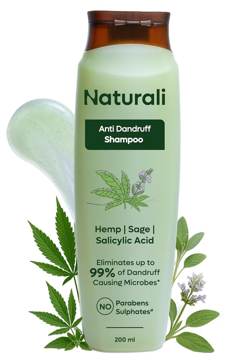 طبيعي شامبو مضاد للقشرة بخلاصة المريمية وحمض الساليسيليك | شامبو خالٍ من البارابين والكبريتات | يعمل من أول استخدام | 200 مل - Image 1