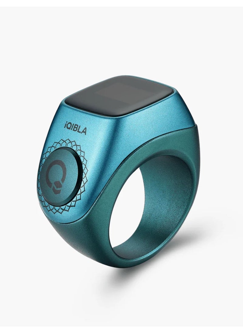 iQIBLA Smart Tasbih Zikr Ring Wide Display Powerful Battery Backup OLED Display F04 Flex Pro Smart Ring App Operated Tasbih Counter IP67 Waterproof Smart Zikr Ring Compatible Three Sizes (18mm/ 20mm/22mm) Aluminium Alloy iQibla Zikr Ring Blue  - Image 2