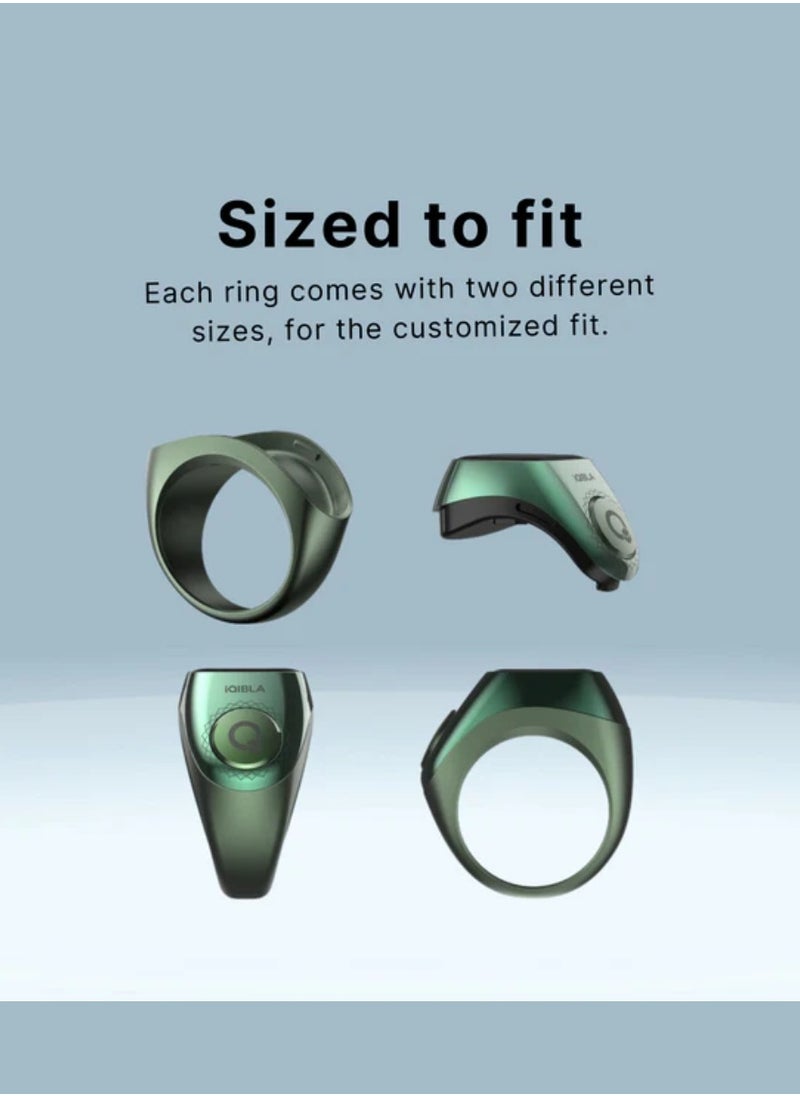 iQIBLA Smart Tasbih Zikr Ring Wide Display Powerful Battery Backup OLED Display F04 Flex Pro Smart Ring App Operated Tasbih Counter IP67 Waterproof Smart Zikr Ring Compatible Three Sizes (18mm/ 20mm/22mm) Aluminium Alloy iQibla Zikr Ring Blue  - Image 4