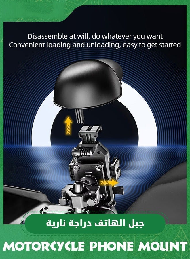 Arabest Bike Phone Holder, Motorcycle Phone Mount Motorcycle Handlebar Cell Phone Clamp, Scooter Phone Clip with Helmet,Bicycle Riding Equipment - Image 4