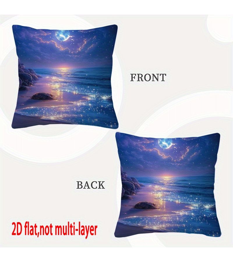 2D Printed Star Beach Pillow Cover 18x18 Inch Double Sided Throw Cushion Case - Image 2