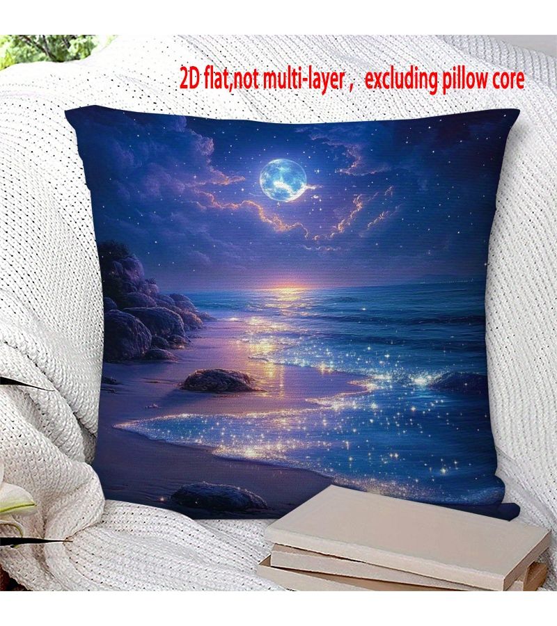 2D Printed Star Beach Pillow Cover 18x18 Inch Double Sided Throw Cushion Case - Image 1